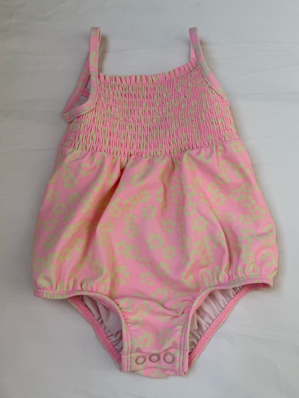 Carter's Pink and Light Yellow Smocked One-Piece